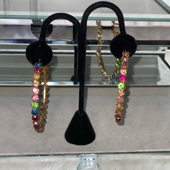 Brand New Multi-Color Rhinestone Hoops medium size - Picture 4 of 8